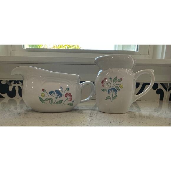 Hearthside Floral Expressions Other - Vintage Hearthside Floral Expressions Stoneware Gravy Boat and Creamer